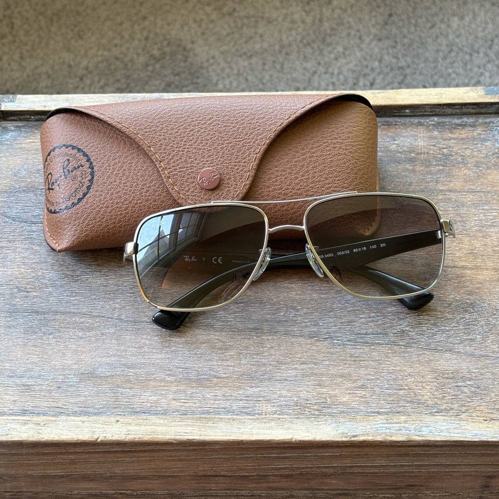 Ray-Ban Silver Frame Sunglasses with Brown Case